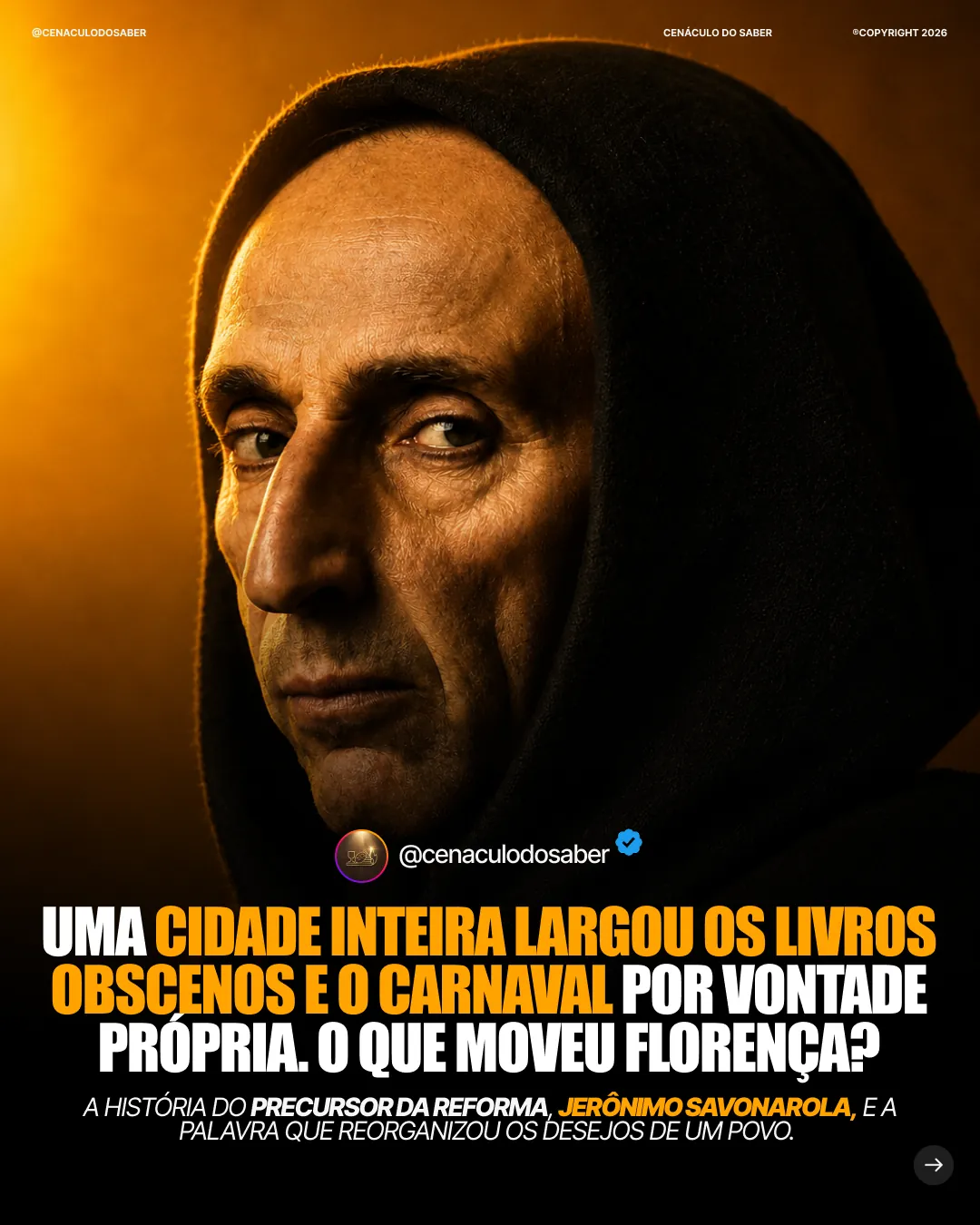 Publicação do Cenáculo do Saber no Instagram